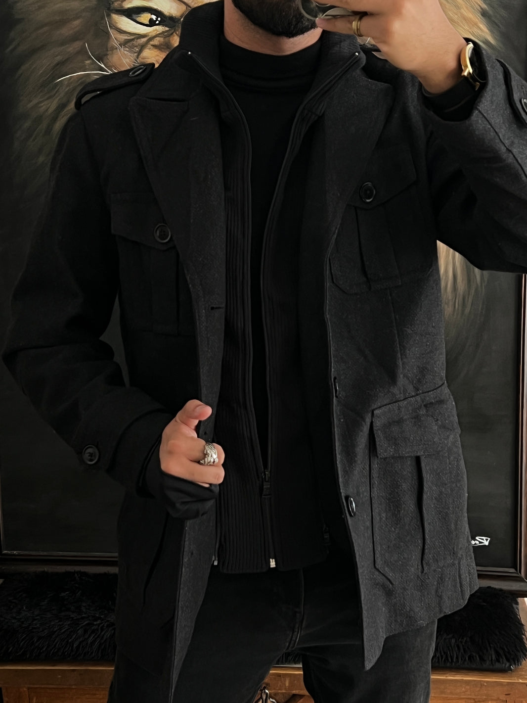 Wool coat double (M)