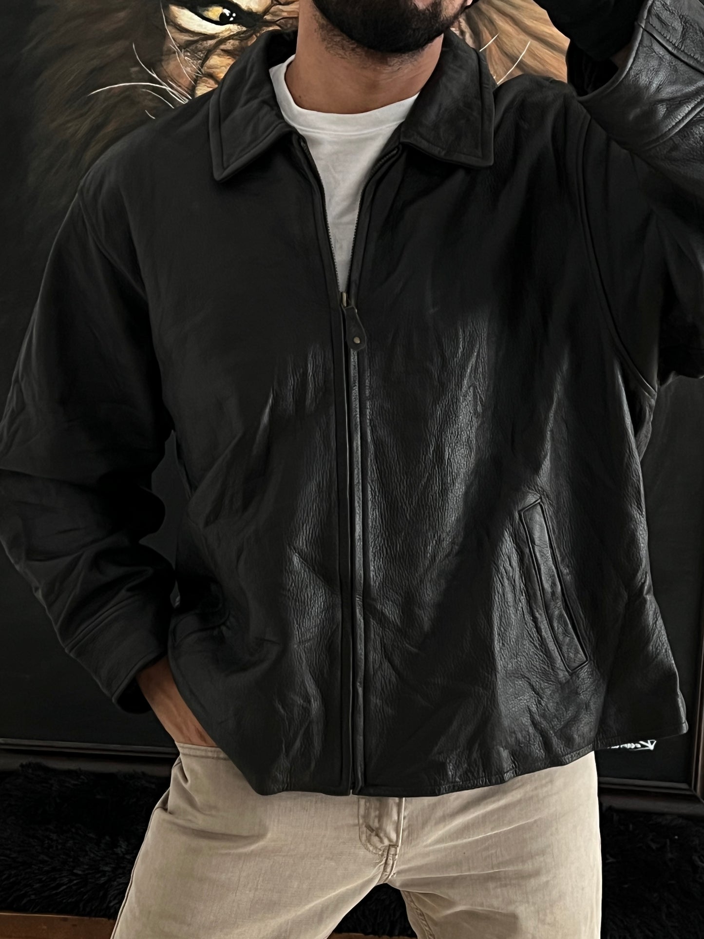 Bomber leather jacket (2XL)