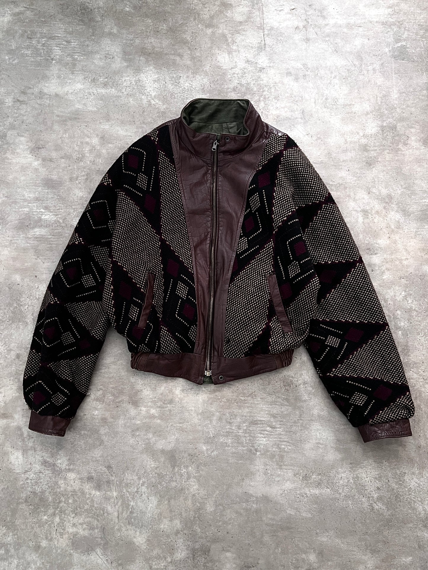 DOUBLE LEATHER JACKET CROPPED FIT (M)