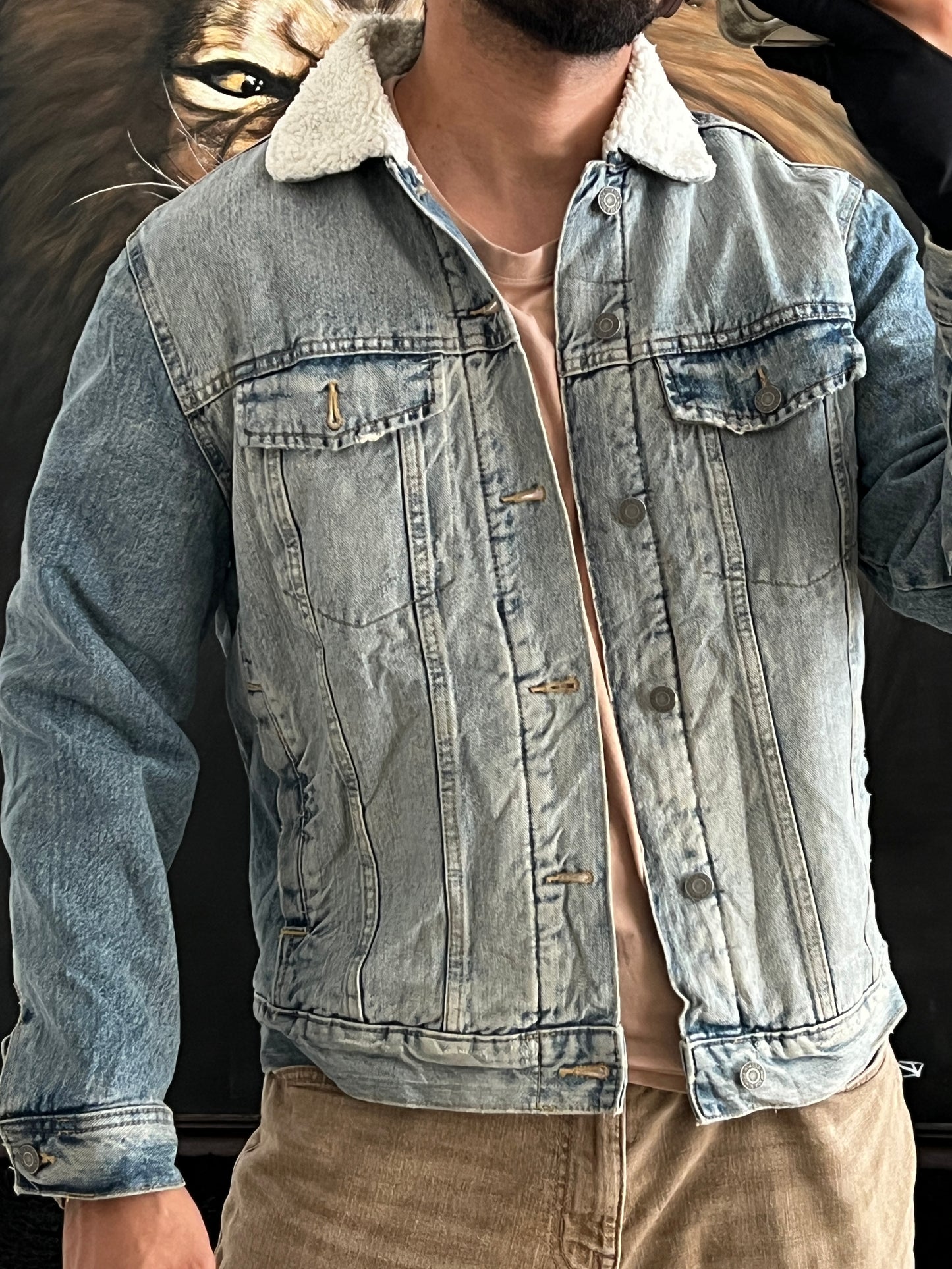 Denim sherpa jacket (M)