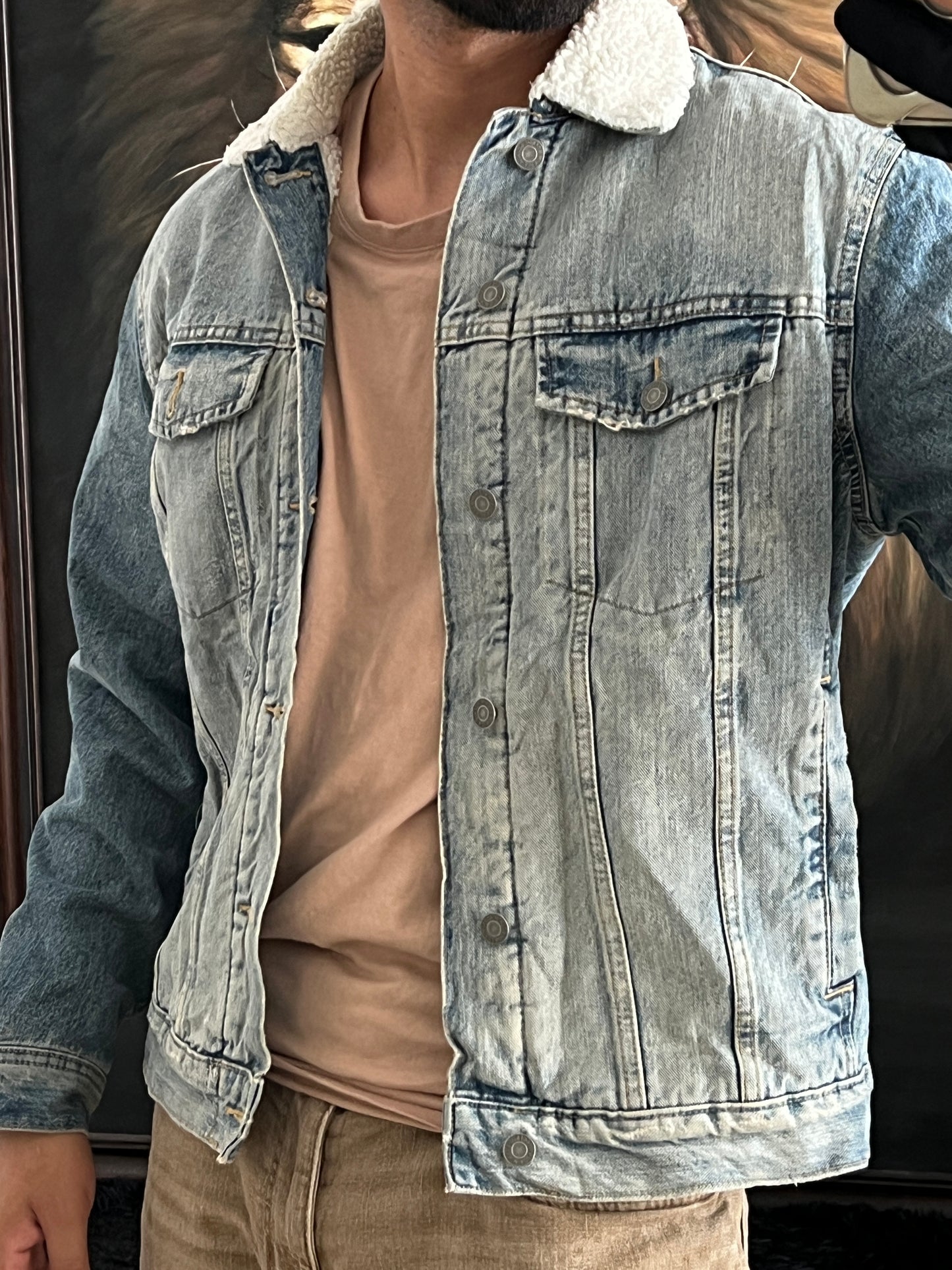 Denim sherpa jacket (M)