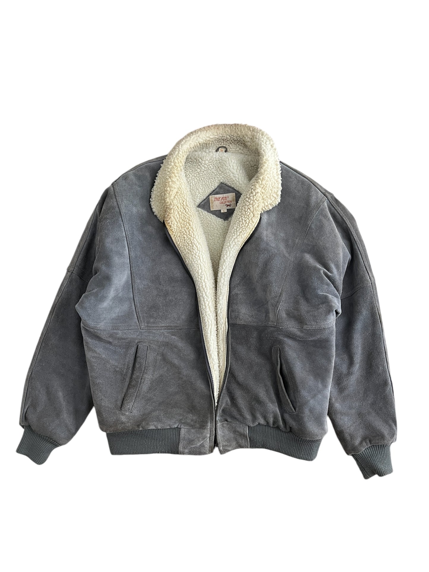 Bomber leather jacket sherpa (L)