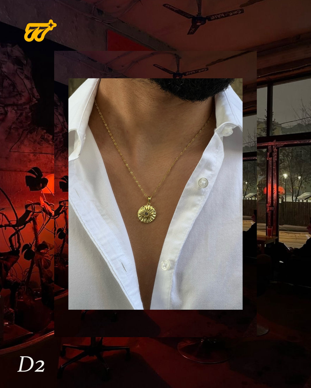 Gold-color stainless steel eye with inlay