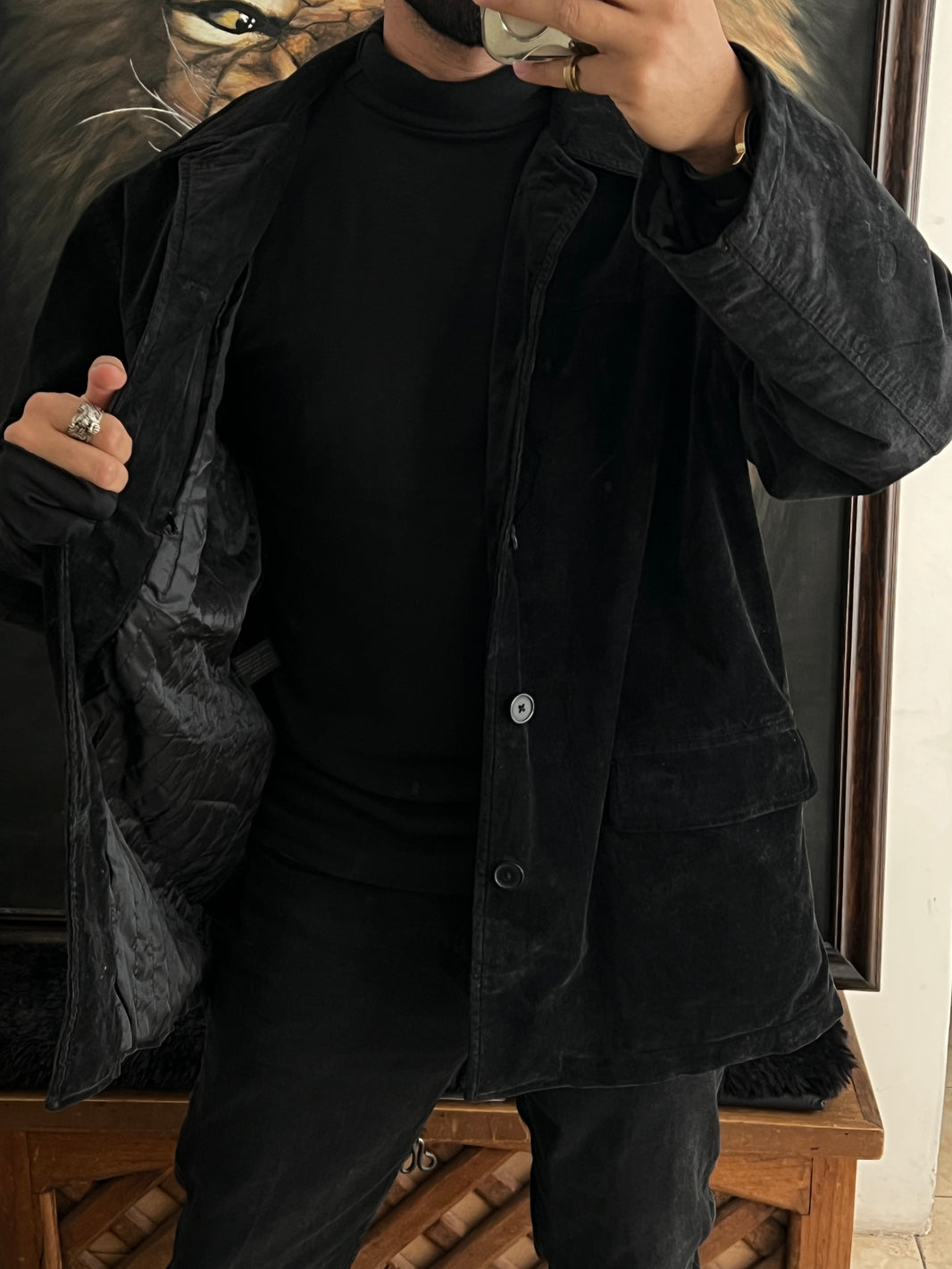 Abrigo de tela tipo gamuza (XL)