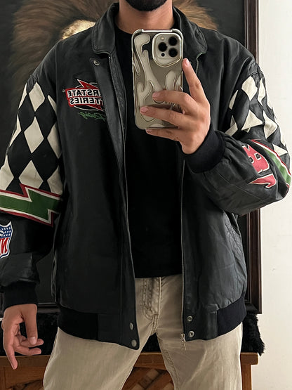 NASCAR black leather jacket (XL)