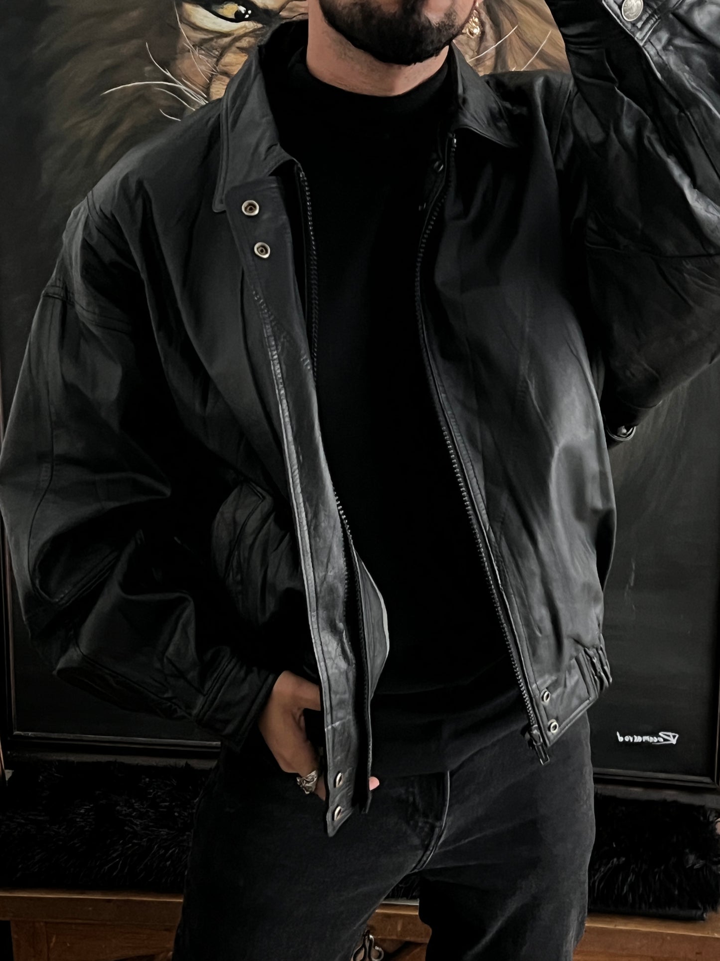 Bomber leather jacket (XL)