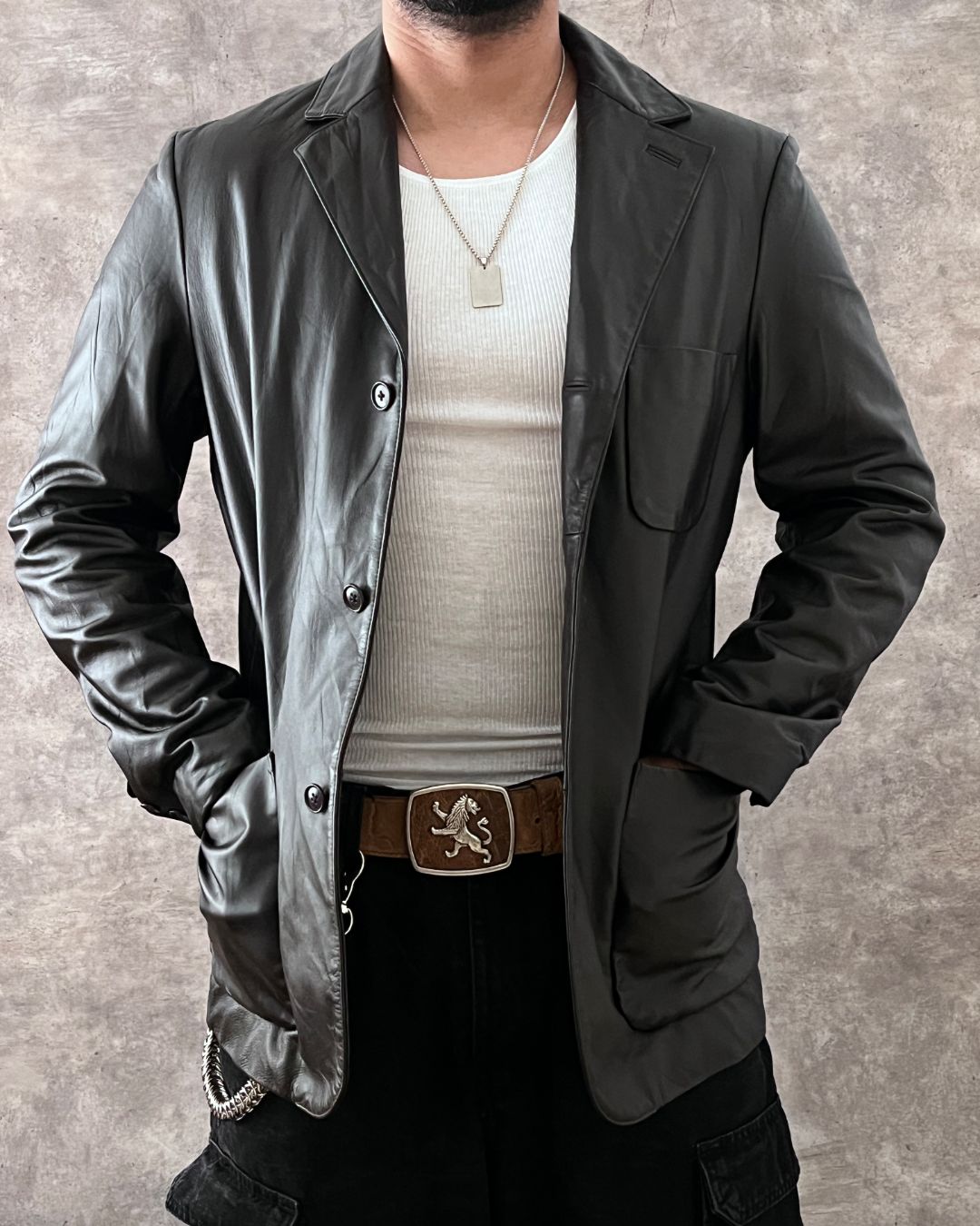 GENUINE LEATHER JACKET GAP (S)