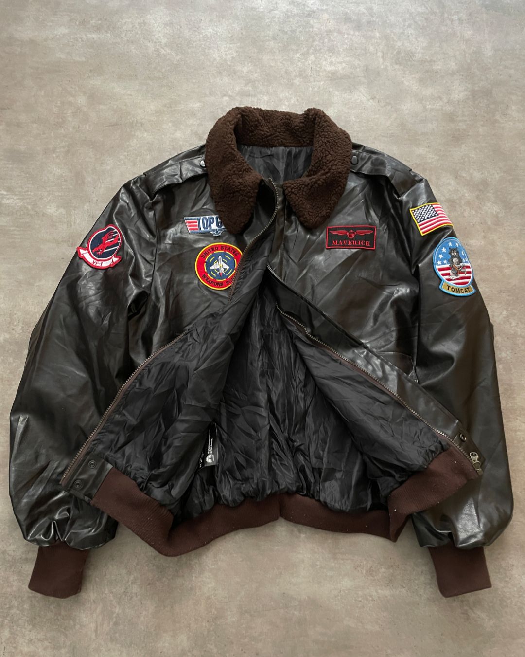 BOMBER LEATHER JACKET ( XL)