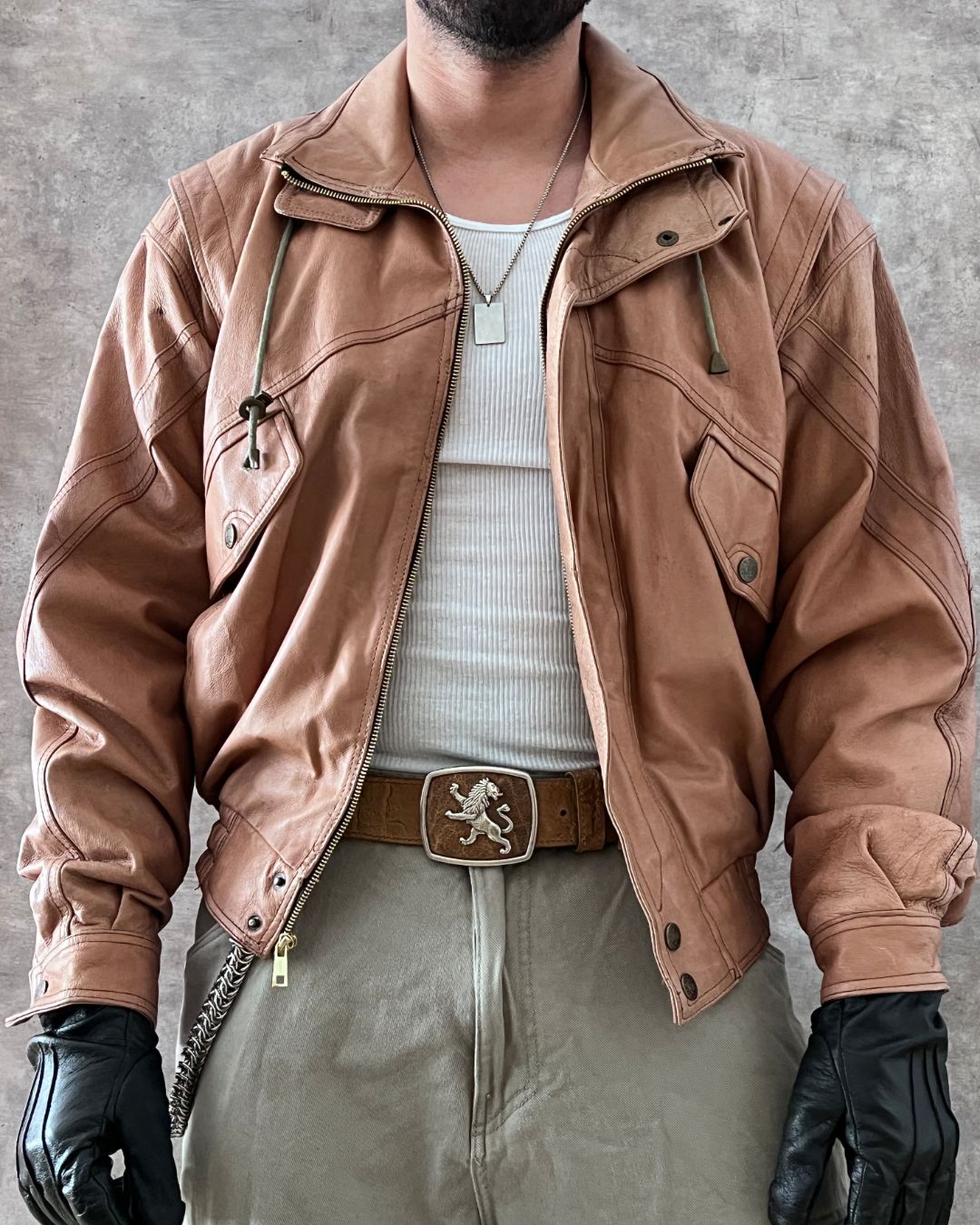 AIR FORCE BOMBER LEATHER JACKET (M)