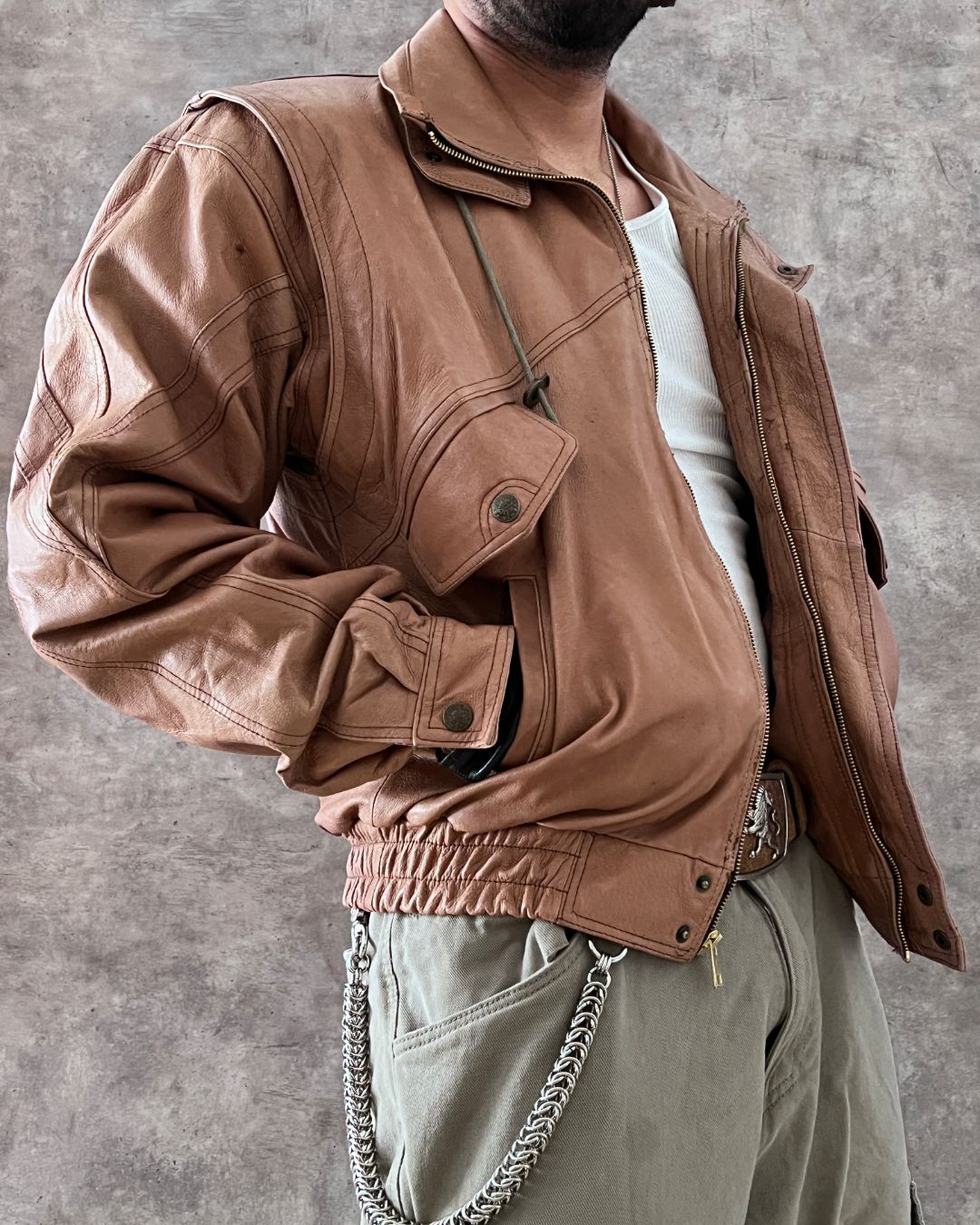 AIR FORCE BOMBER LEATHER JACKET (M)