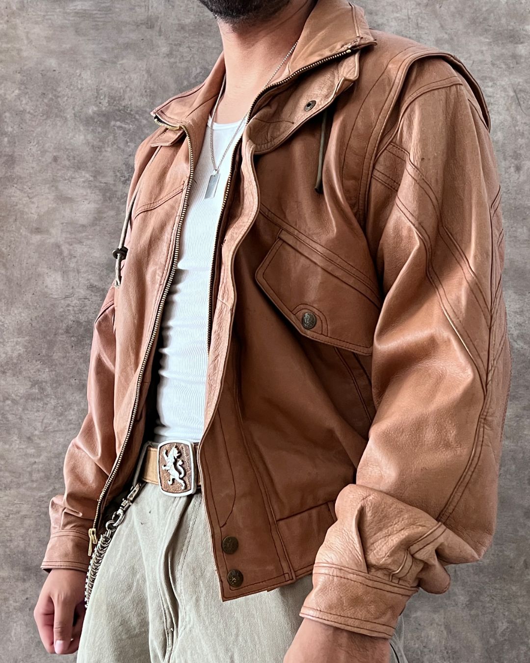 AIR FORCE BOMBER LEATHER JACKET (M)