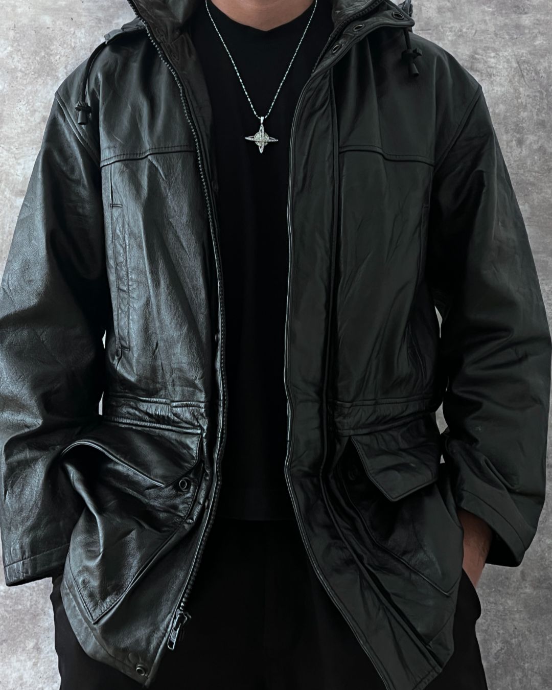 LEATHER HUNTER JACKET (M)