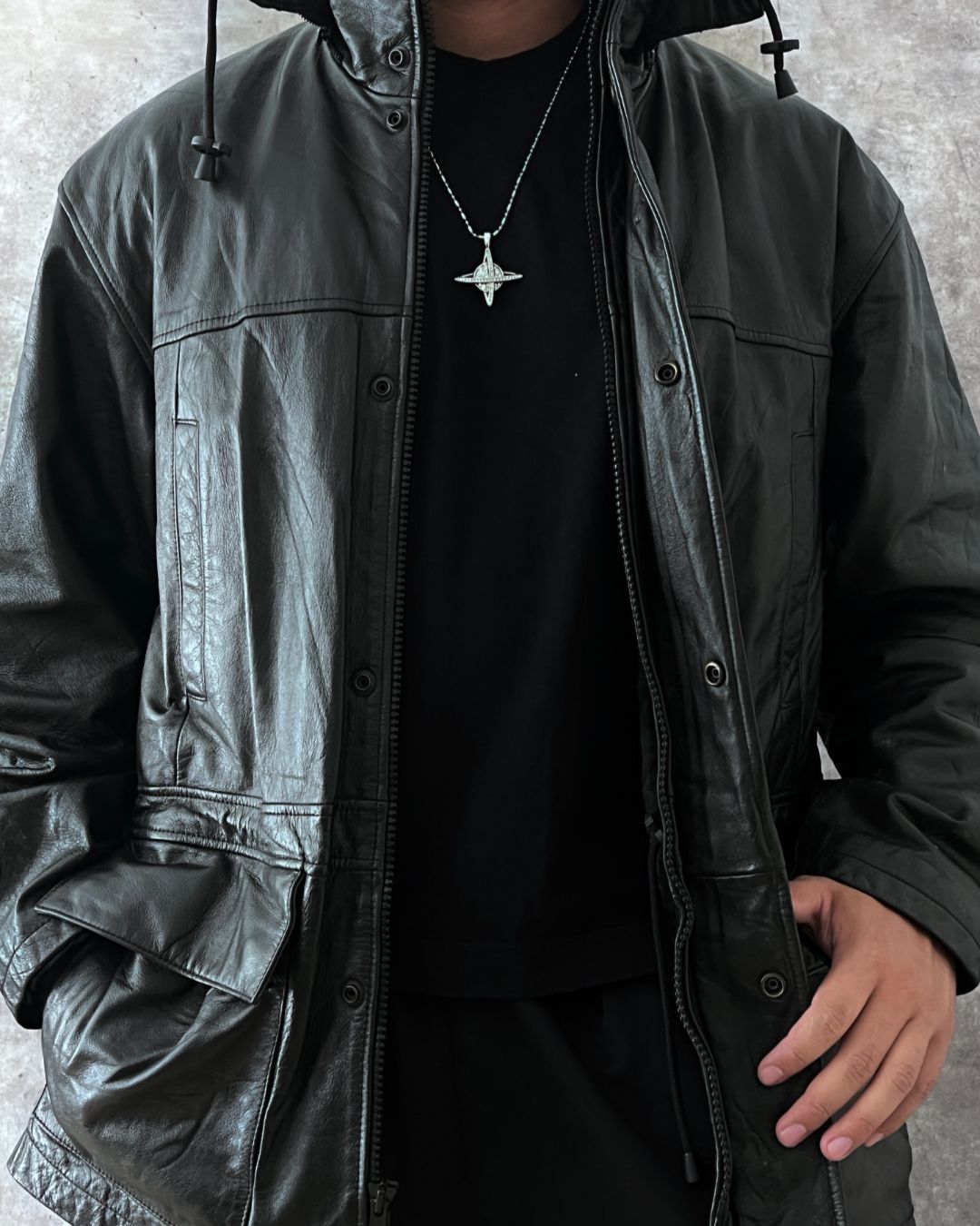 LEATHER HUNTER JACKET (M)