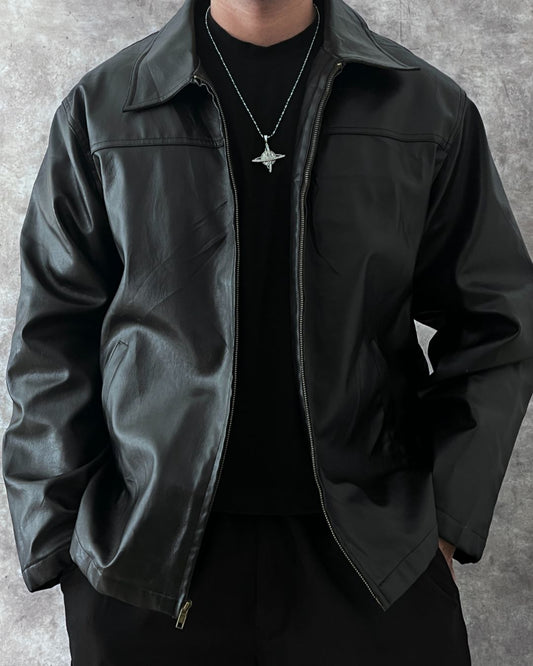 LEATHER BLACK JACKET (XL)