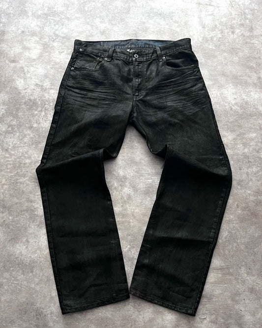 HAND TREATED BLACK DENIM JEANS LEVI'S (36X32)