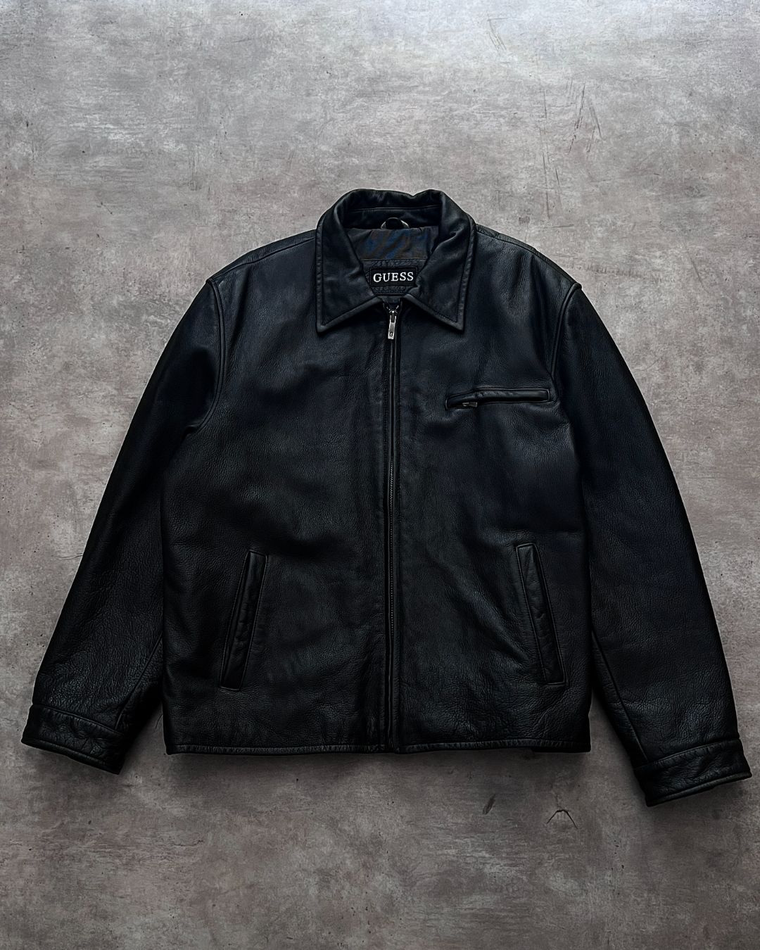 LEATHER GUESS JACKET (L)