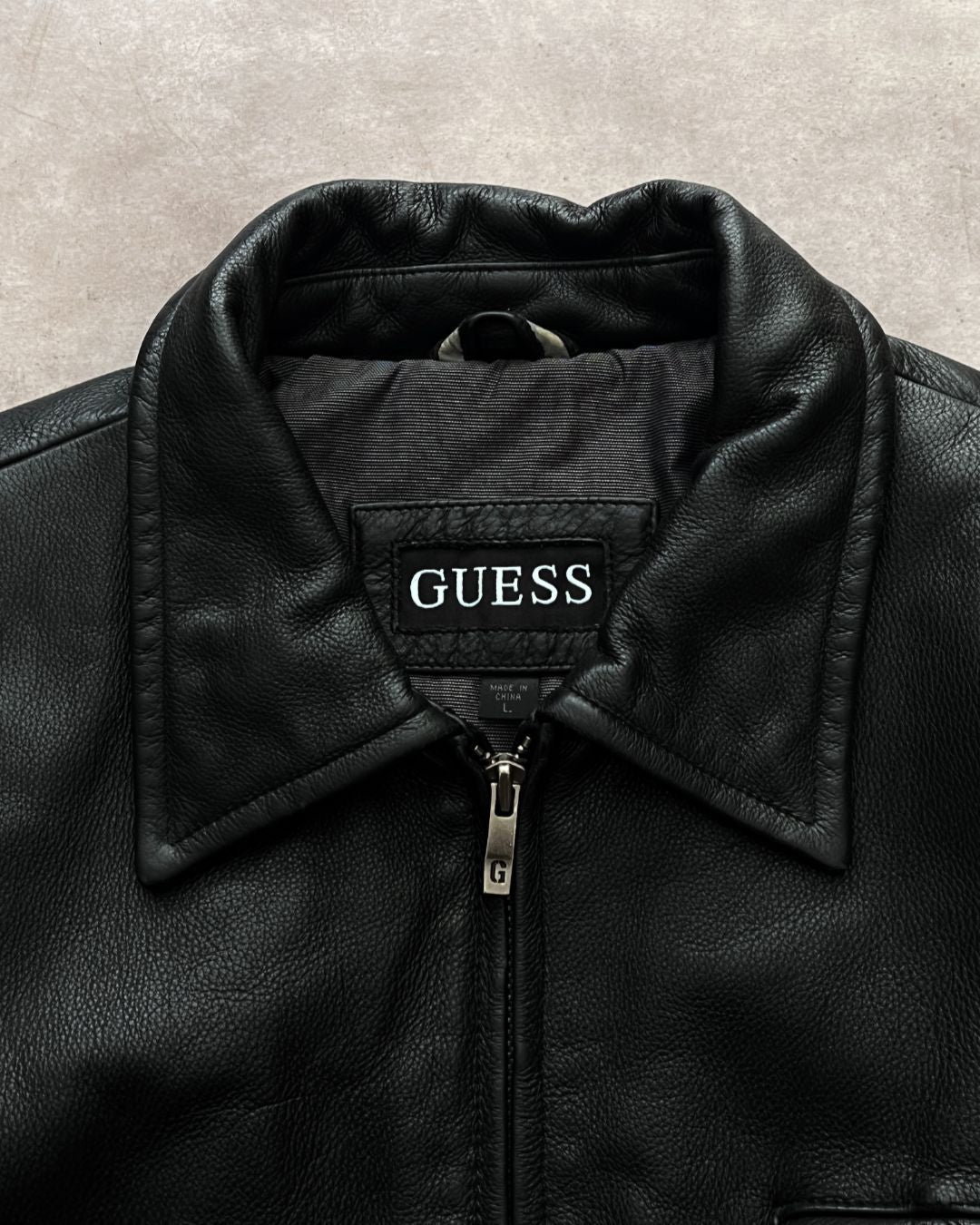 LEATHER GUESS JACKET (L)