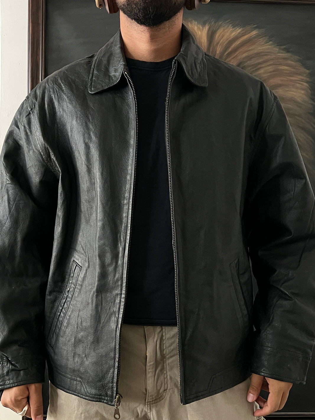 Leather Black Jacket (XL)