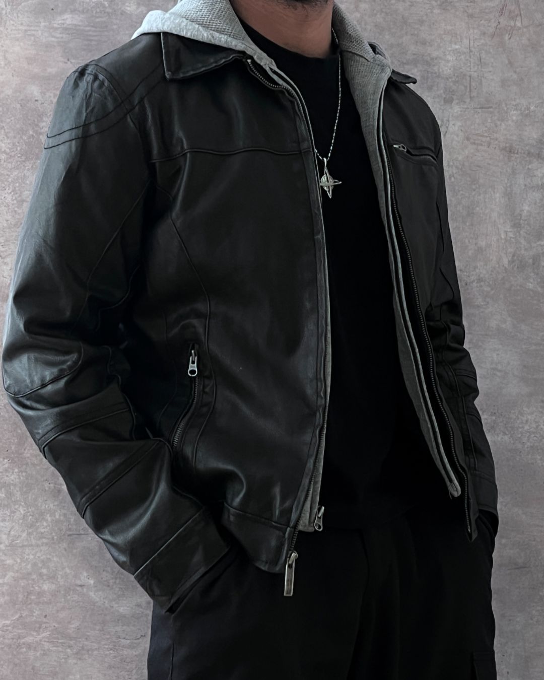 DOUBLE LEATHER JACKT (S)