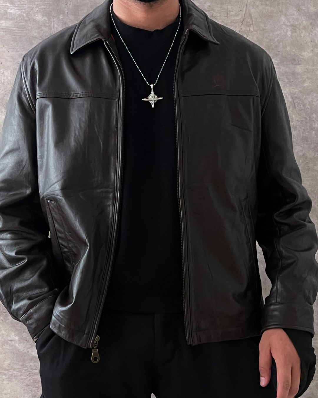 LEATHER JACKT TOMMY HILFGER (M)