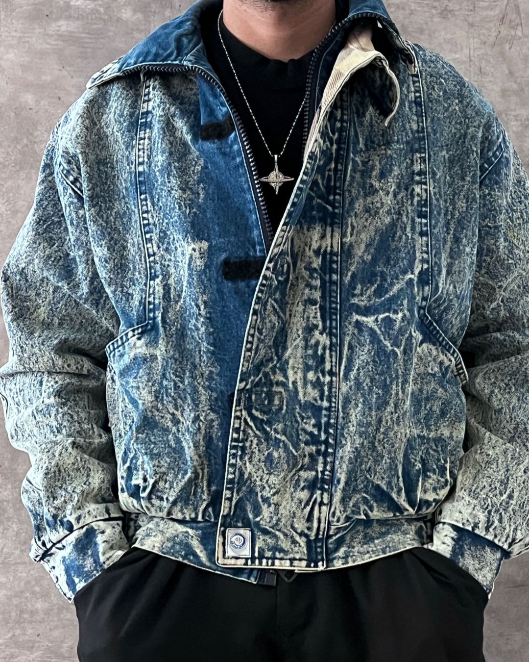 DISTRESSED DENIM JACKT (L)