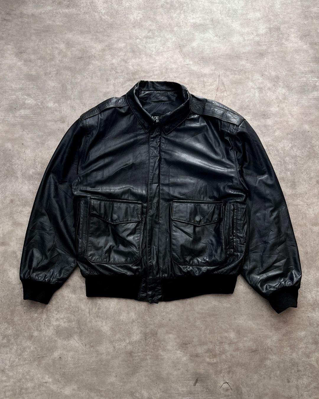 BLCK BOMBER LEATHER JACKET (M)