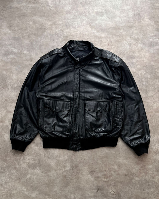 BLCK BOMBER LEATHER JACKET (M)
