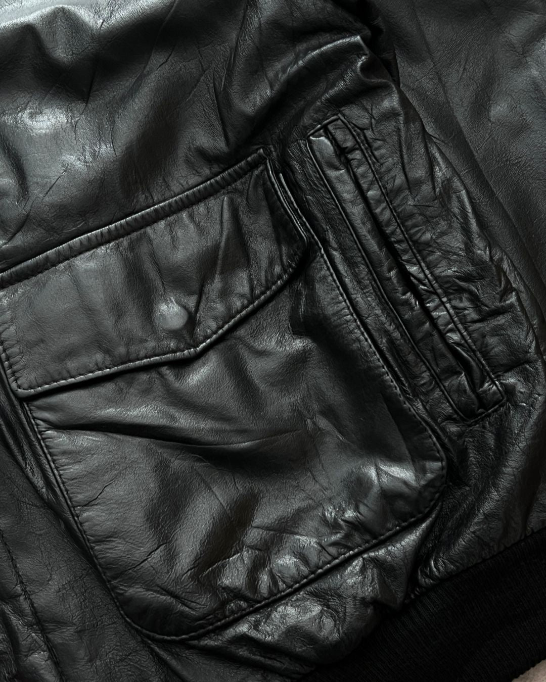 BLCK BOMBER LEATHER JACKET (M)