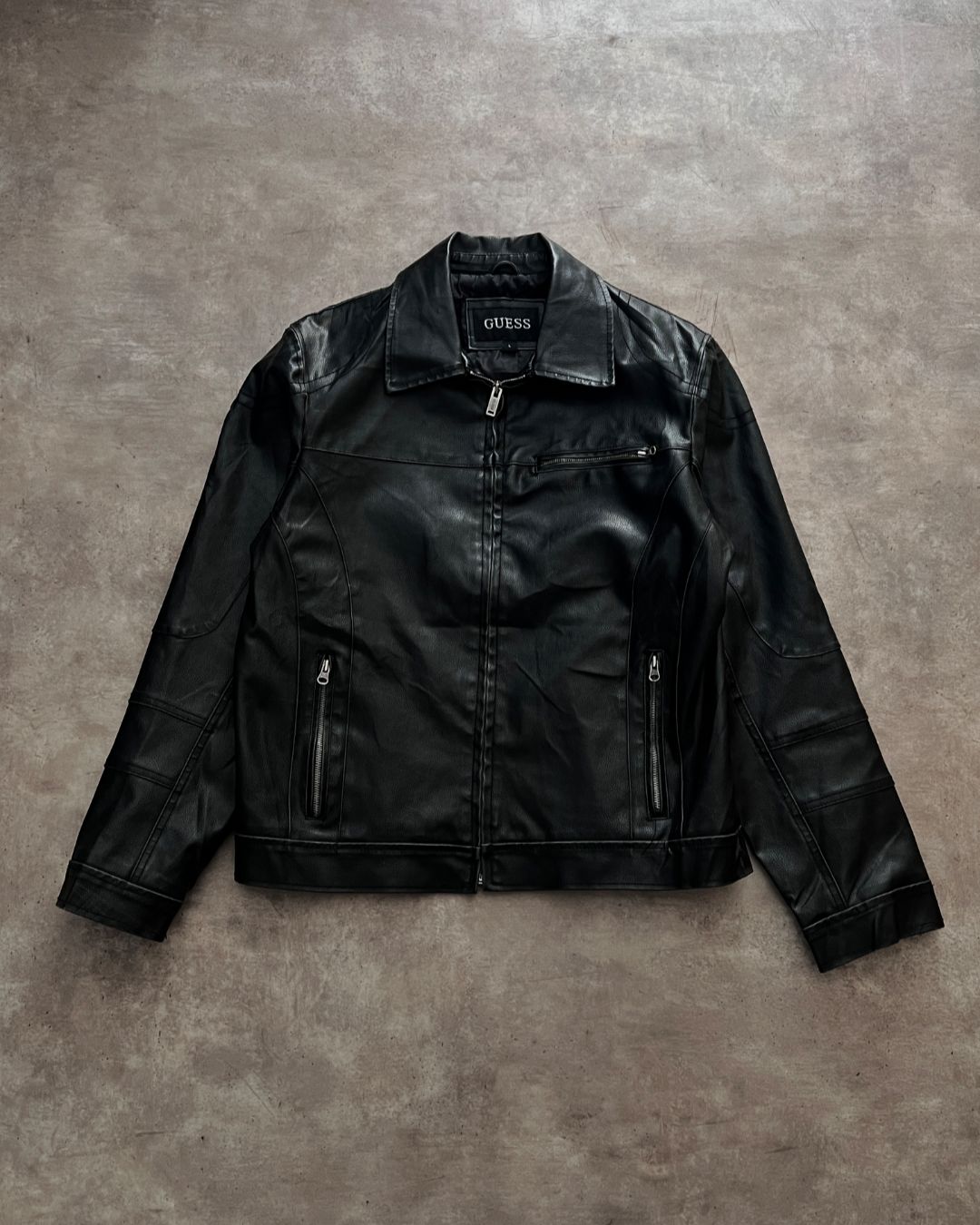 LEATHER GUESS JACKET (L)