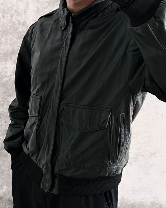 BLCK BOMBER LEATHER JACKET (M)