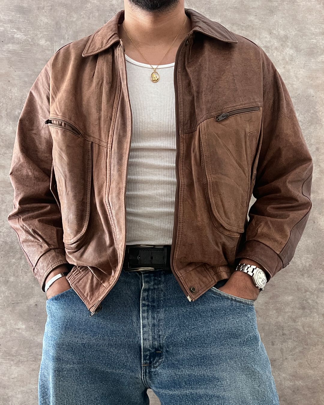 COWBOY KOREAN LEATHER JACKT (S)