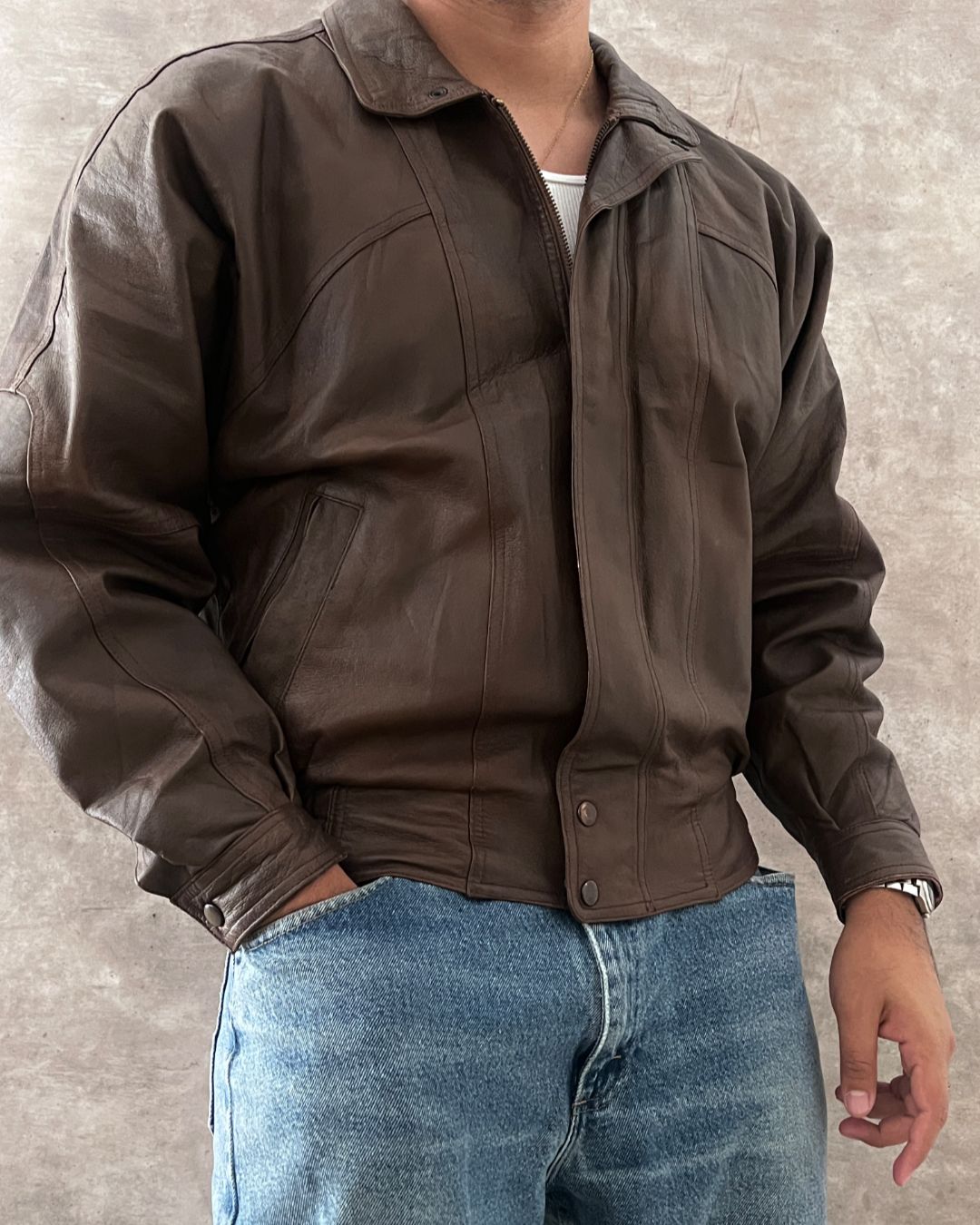 BOMBER LEATHER JACKT (S)