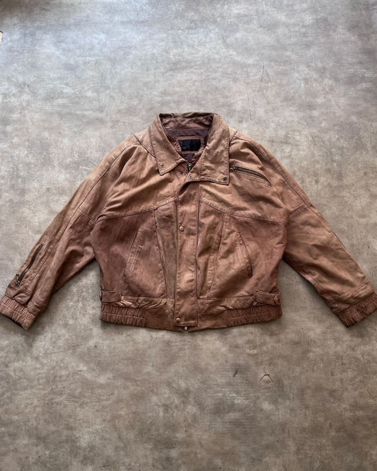 VINTAGE BOMBER LEATHER JACKET (S/M)