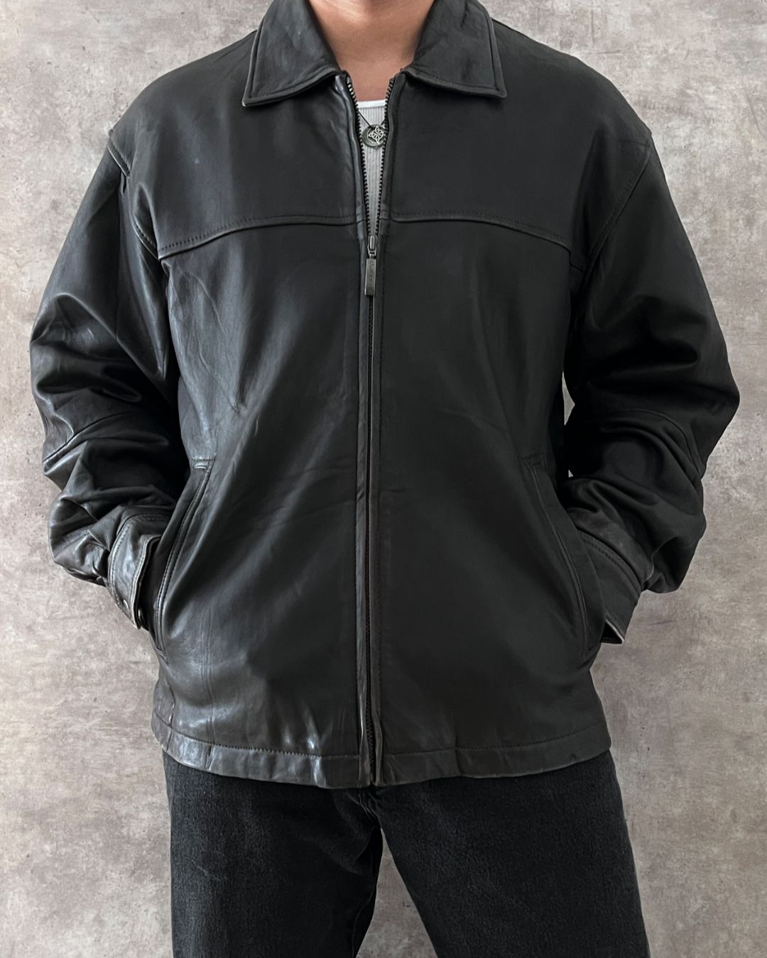 LAMBSKIN LEATHER JACKET (L)