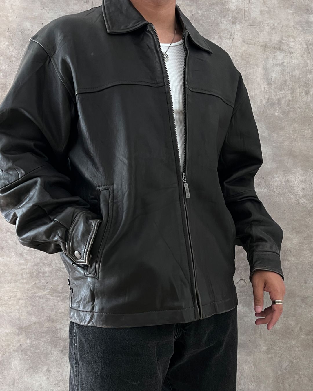 LAMBSKIN LEATHER JACKET (L)