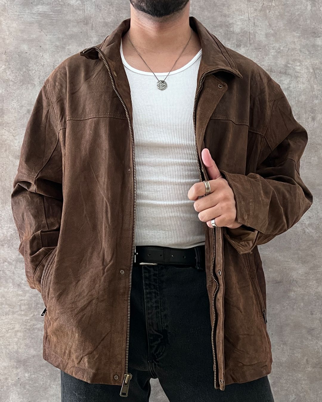 COWBOY LEATHER JACKET BRWN (2XL)