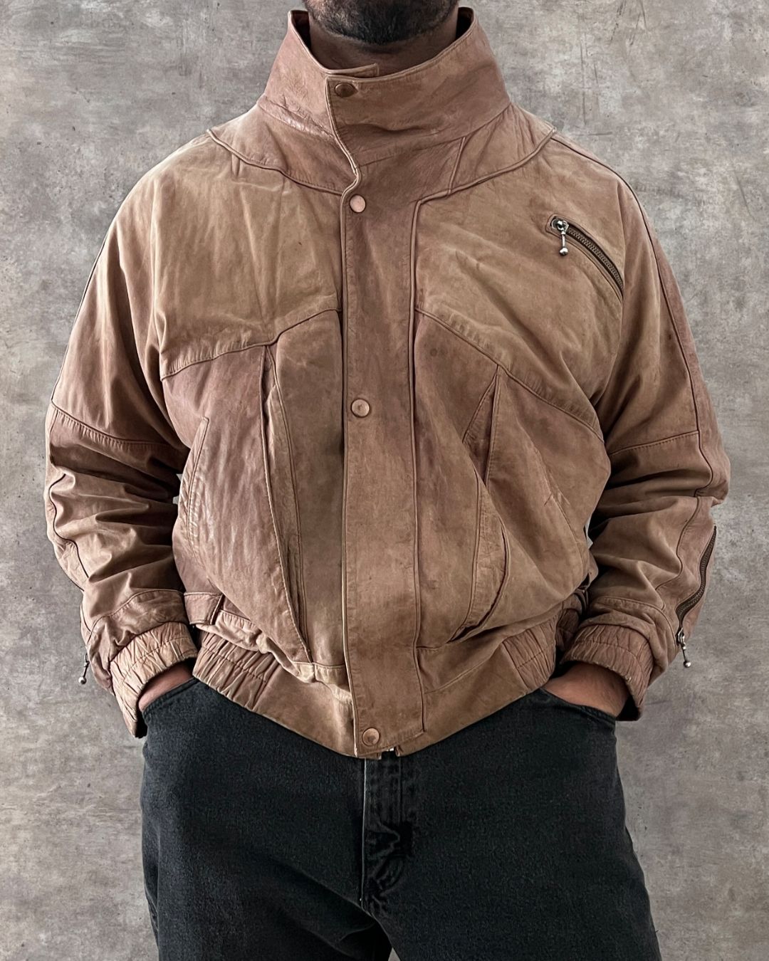 VINTAGE BOMBER LEATHER JACKET (S/M)