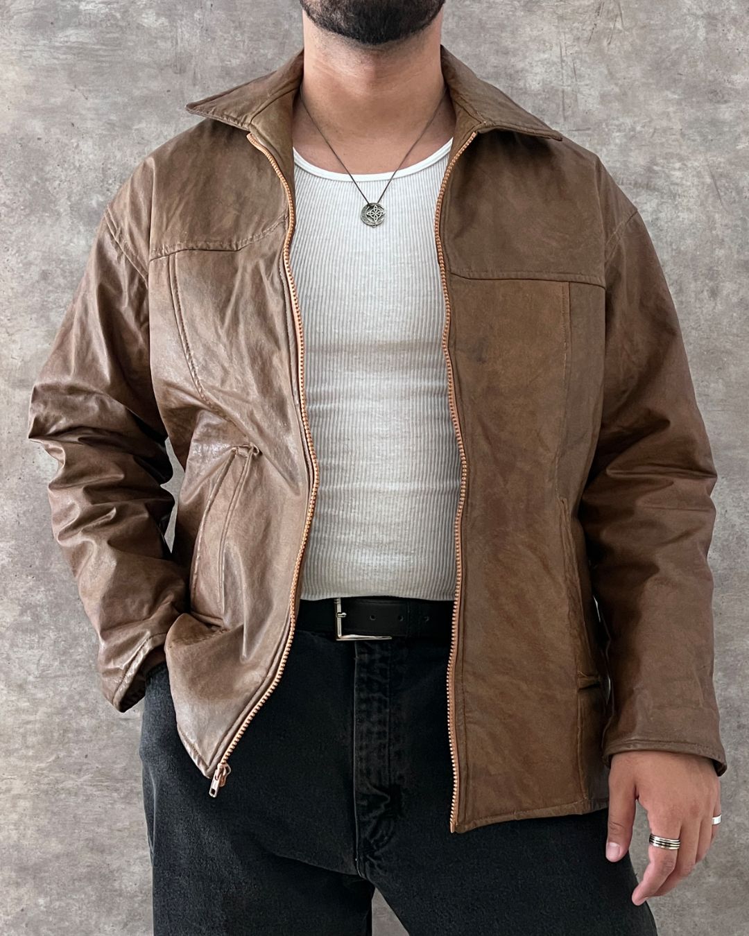 LEATHER JACKT POLY (L)