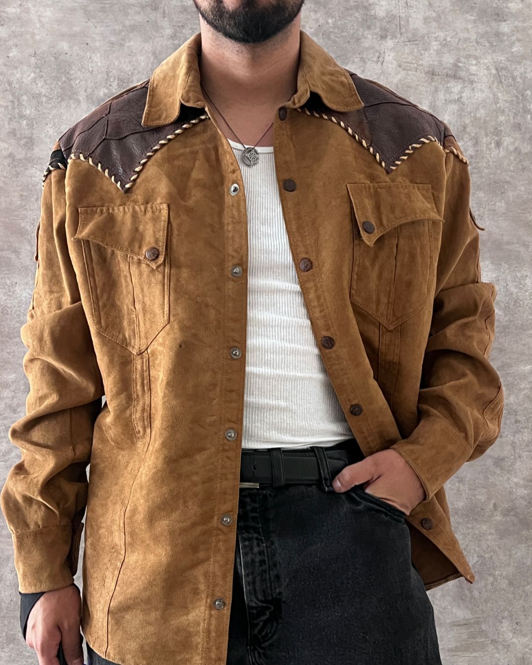 COWBOY LEATHER WEST JACKET (XL)