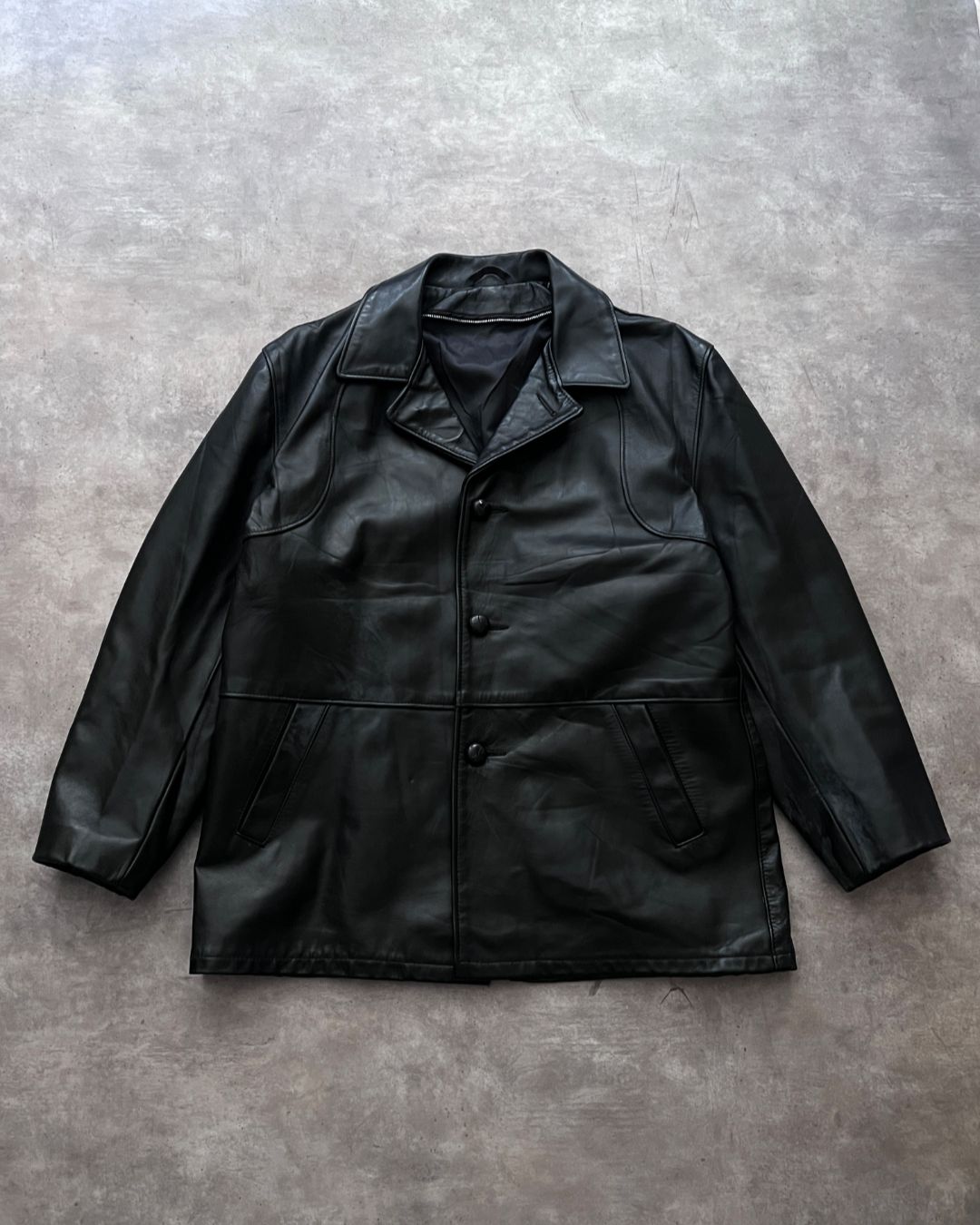 BLCK LEATHER COAT (XL)