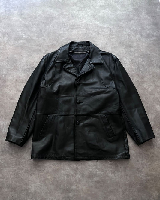 BLCK LEATHER COAT (XL)