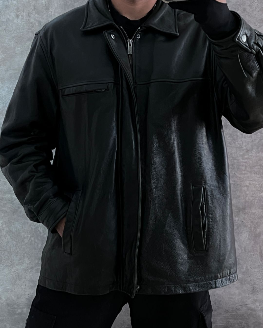 HUNTER BLACK LEATHER JACKET TALLA L (L)