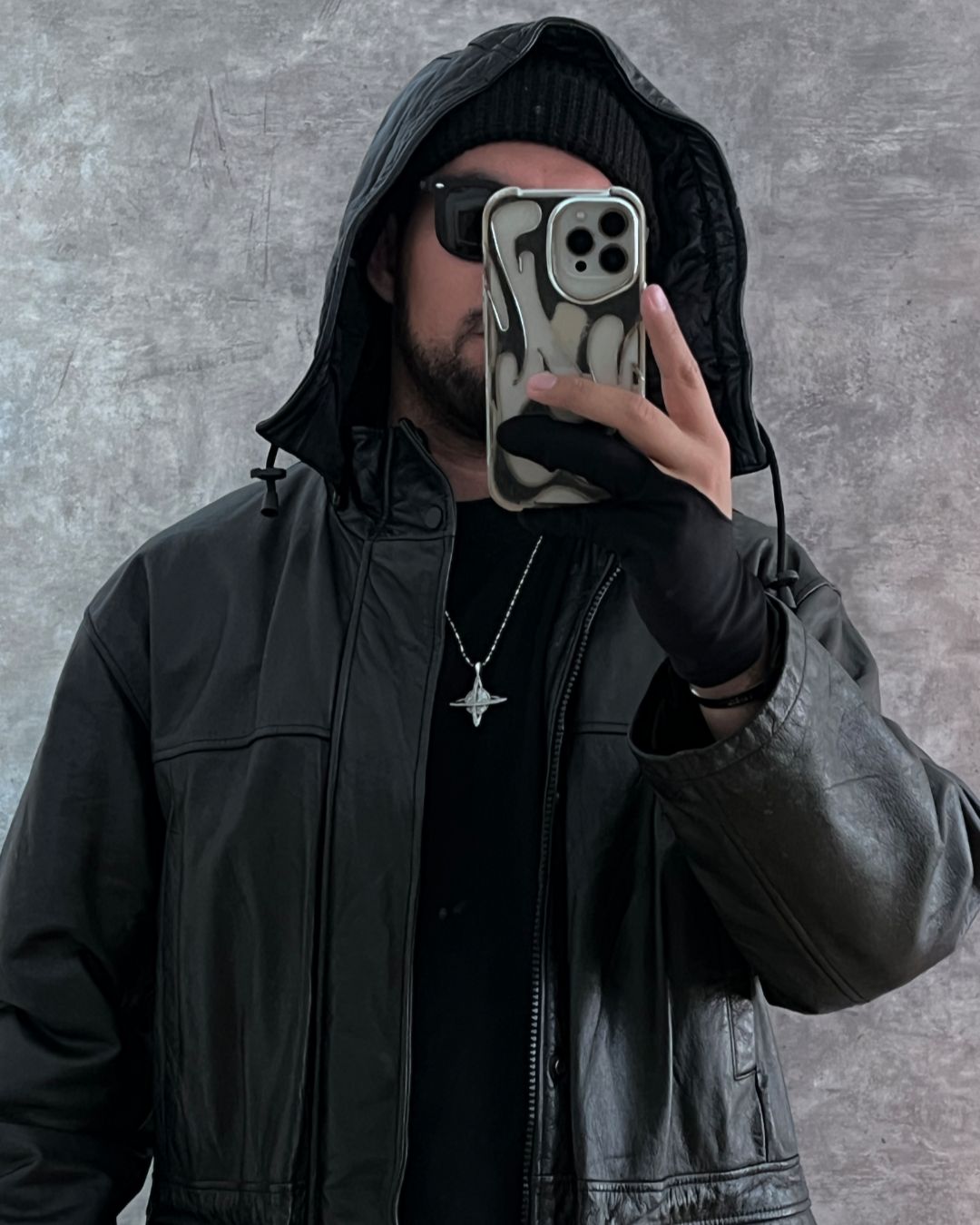 HUNTER BLCK LEATHER JACKT (M)