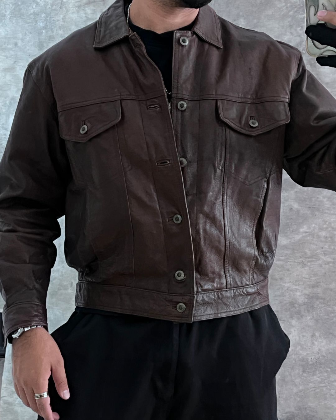 LEATHER JACKET BOXY FIT (M)