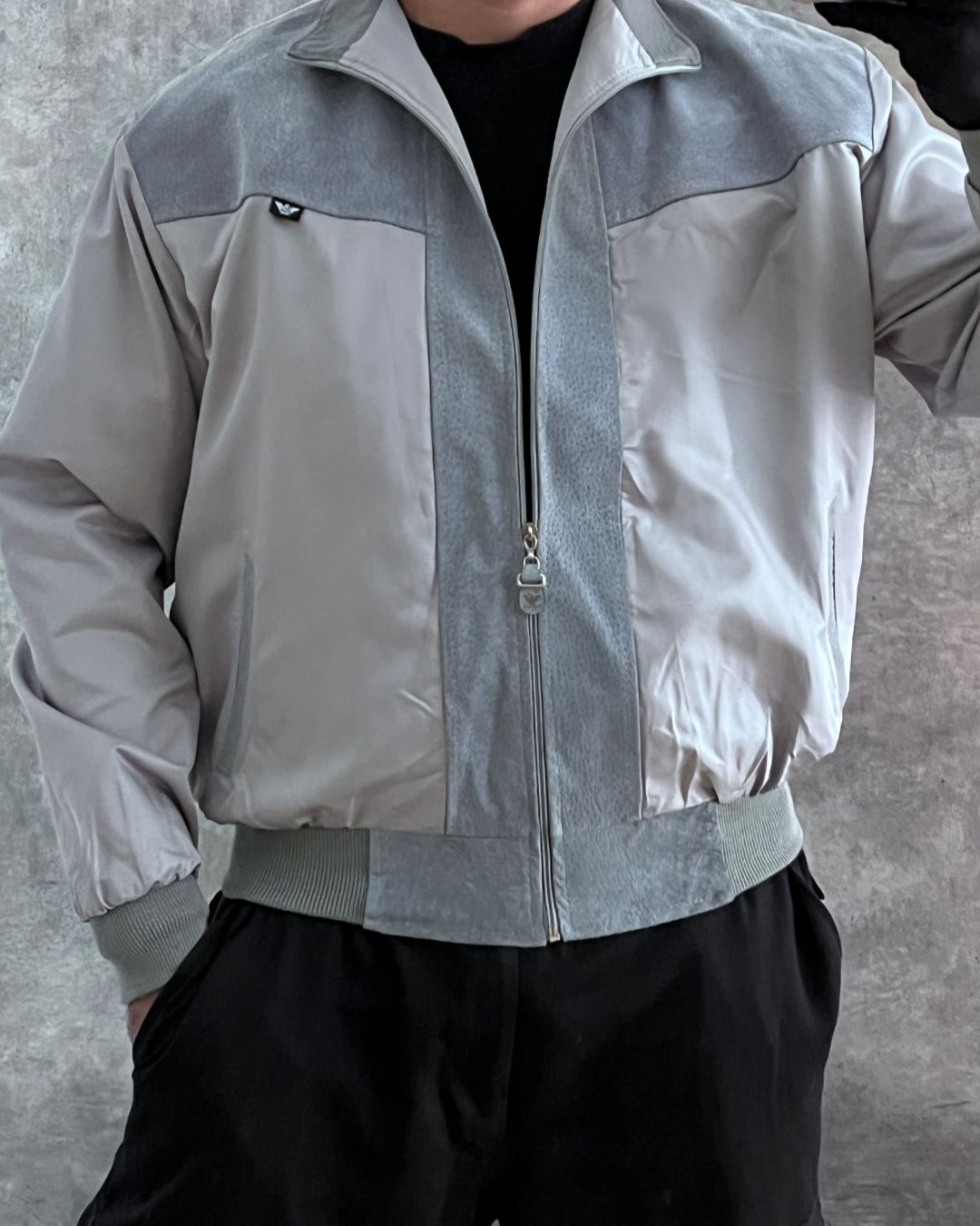 EMPORIO GREY LEATHER JACKT (S)