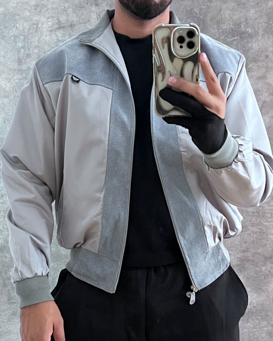 EMPORIO GREY LEATHER JACKT (S)