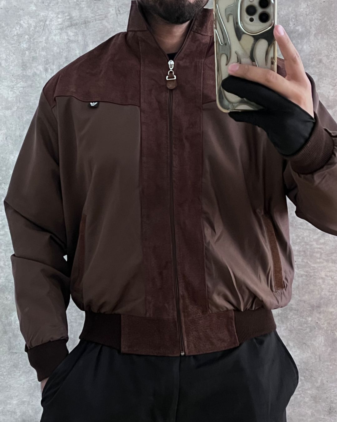 EMPORIO BROWN LEATHER JACKT (S)