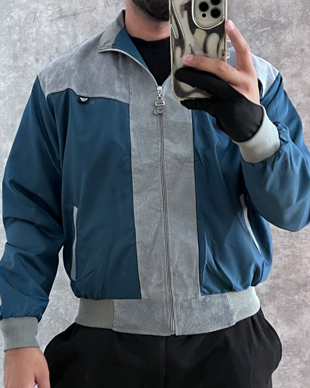 EMPORIO BLUE LEATHER JACKT (M)