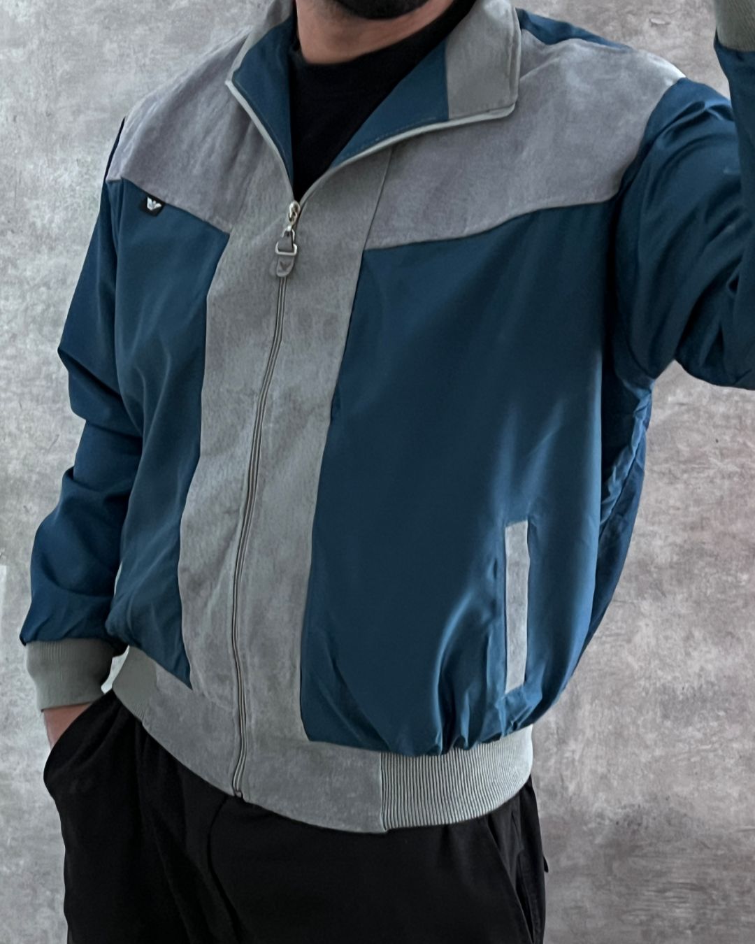 EMPORIO BLUE LEATHER JACKT (M)