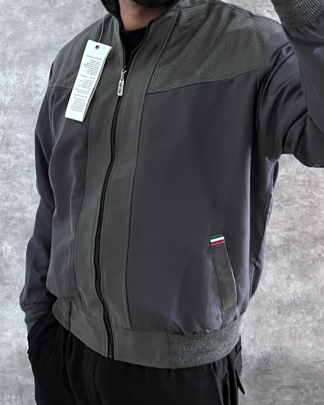 EMPORIO GREY LEATHER JACKT (M)